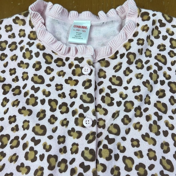 ⭐️4 for $20⭐️ Vintage Gymboree cardigan/sweater pink leopard print size L 10-12 - Picture 2 of 6